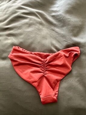 Ruched Cheeky Bikini Bottom - burnt orange